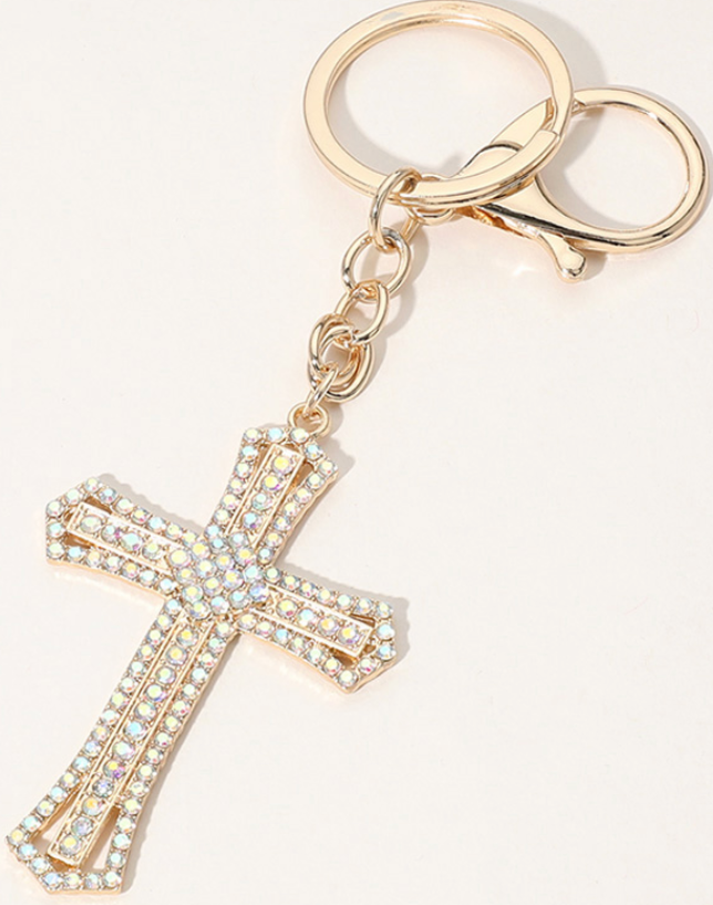 Christ Love- Gold Cross Keychain