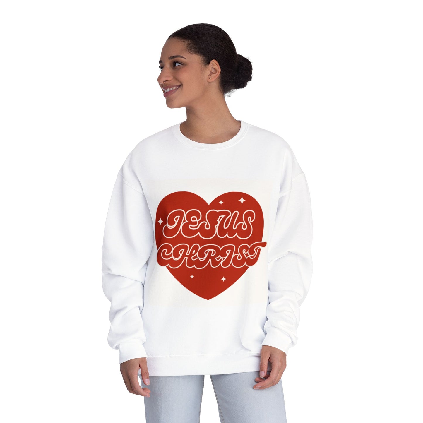 Jesus Christ Heart Unisex Crewneck Sweatshirt - Perfect for Christian Celebrations