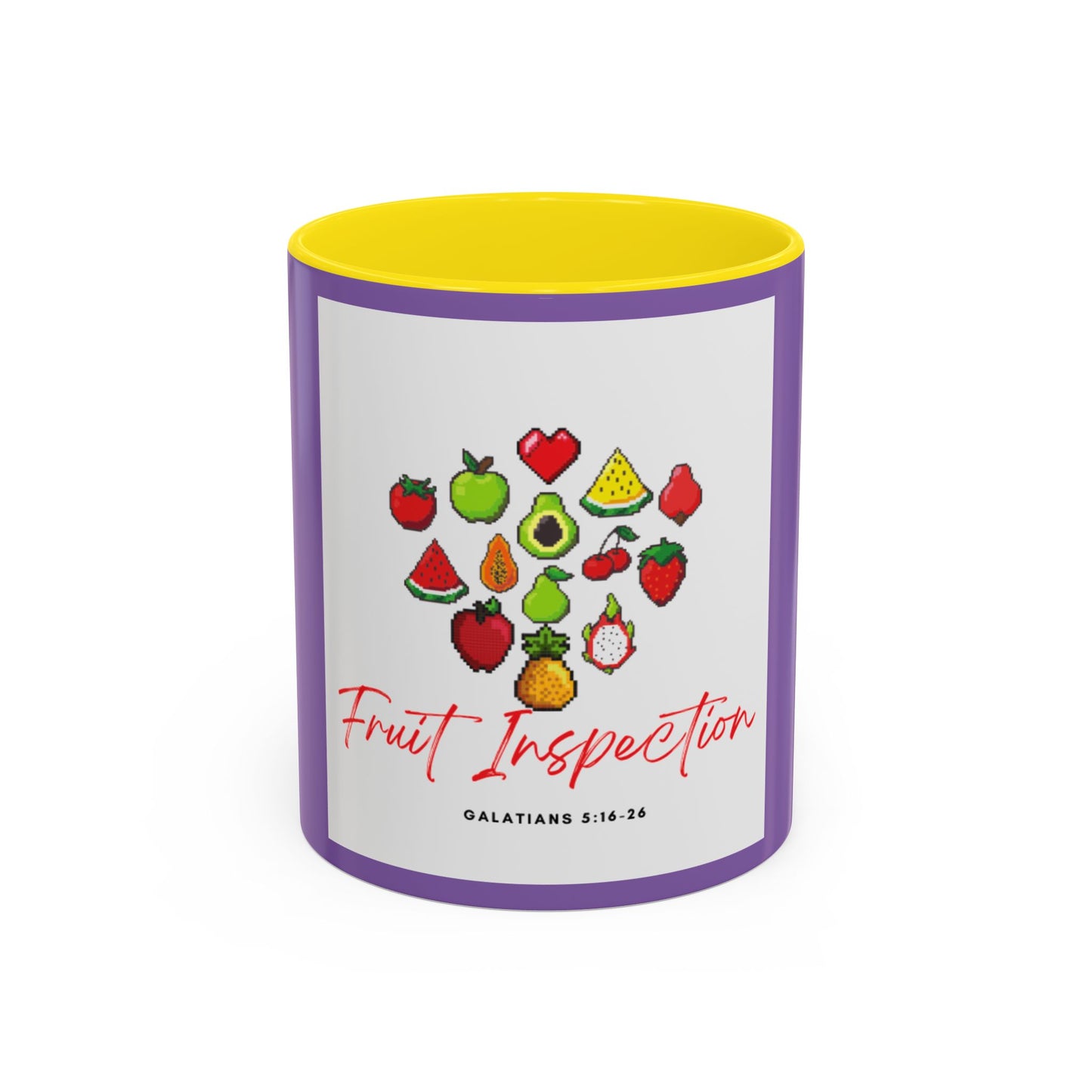 Fruit Inspection Accent Coffee Mug - Colorful Biblical Scripture Design