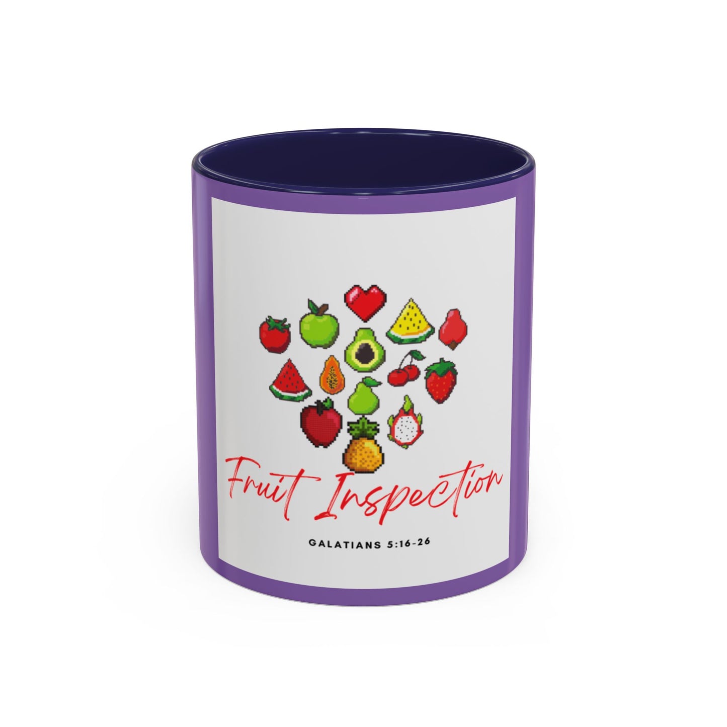 Fruit Inspection Accent Coffee Mug - Colorful Biblical Scripture Design