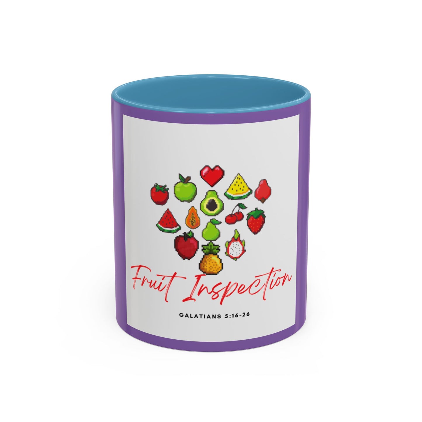 Fruit Inspection Accent Coffee Mug - Colorful Biblical Scripture Design