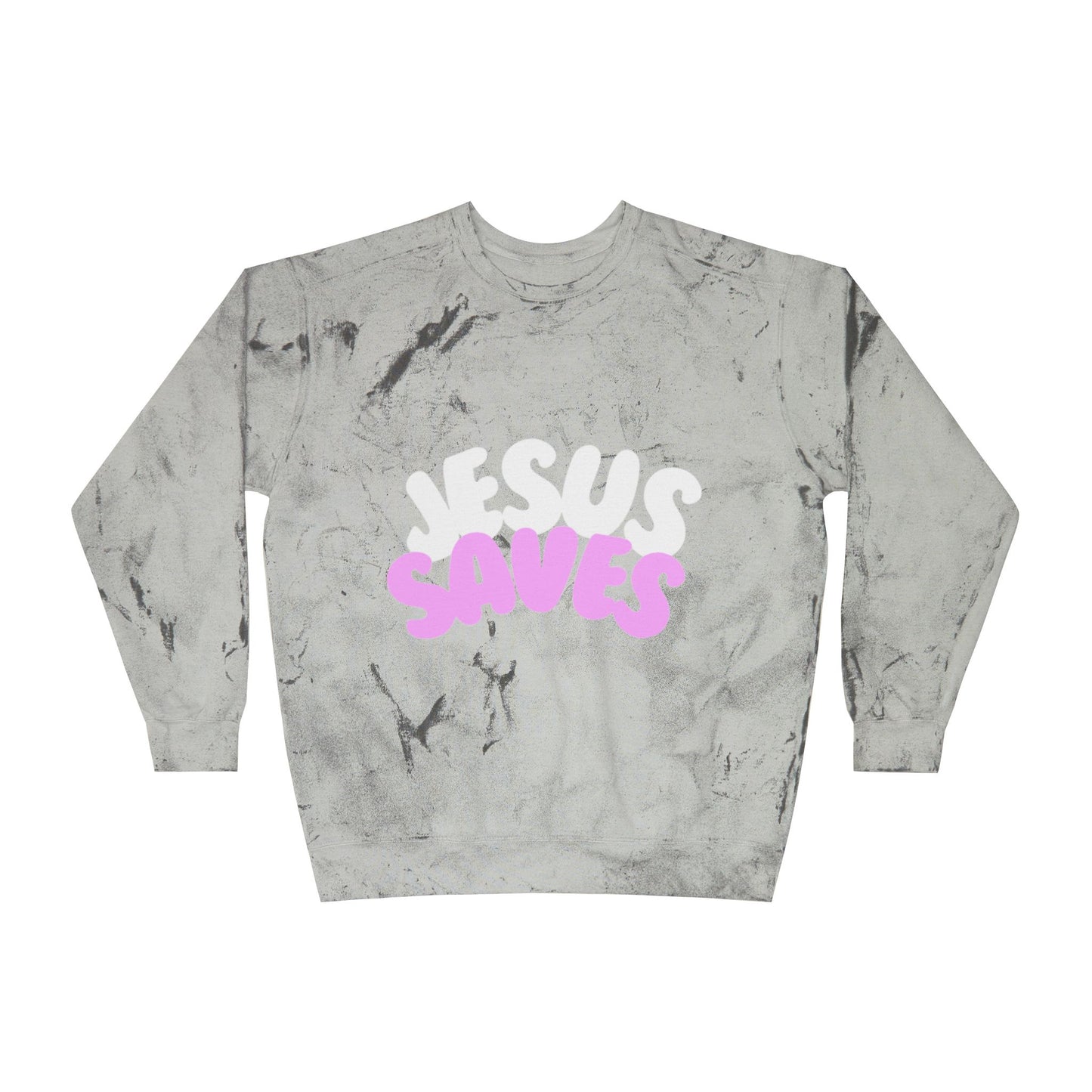 Jesus Saves Color Blast Crewneck Sweatshirt | Unisex Faith Apparel