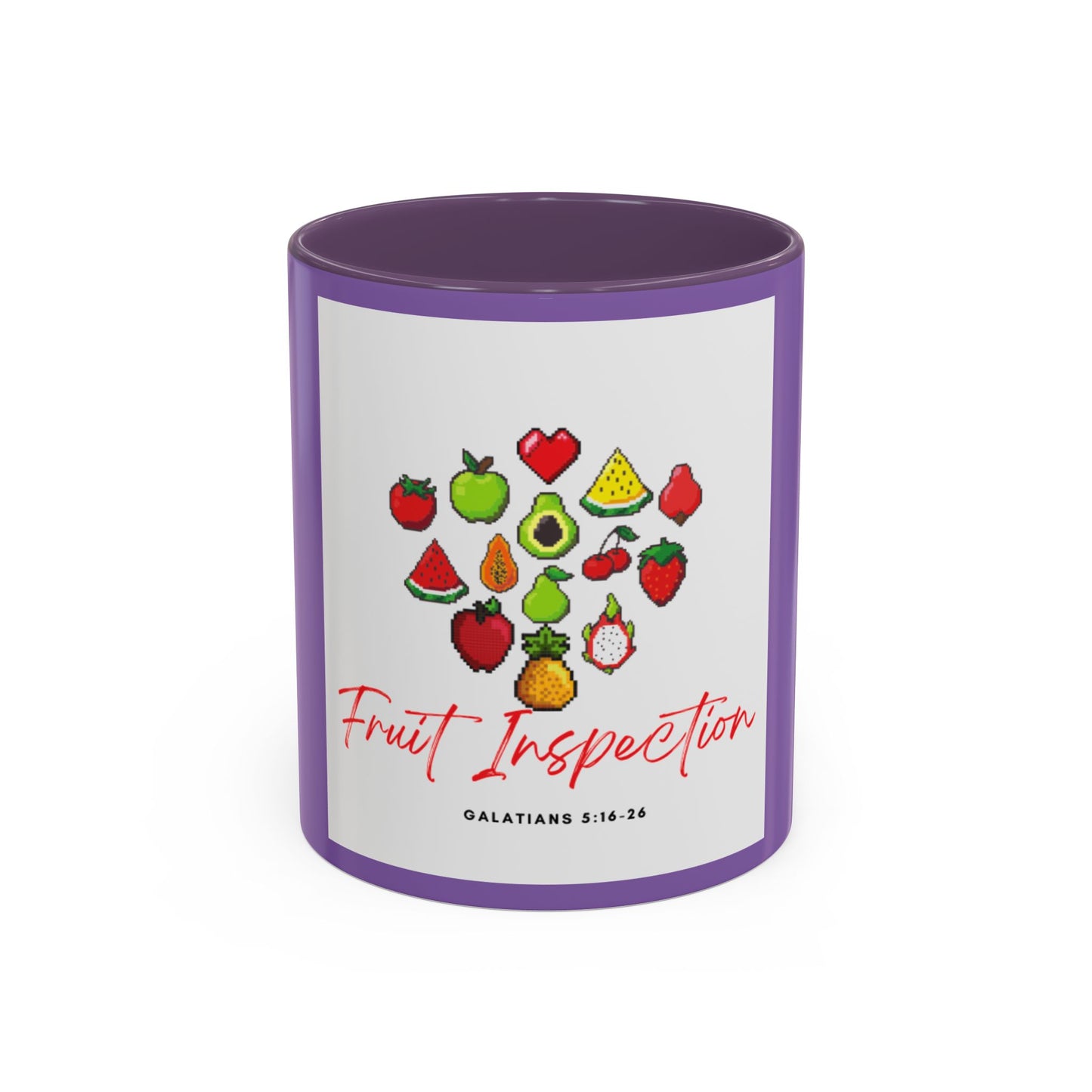 Fruit Inspection Accent Coffee Mug - Colorful Biblical Scripture Design