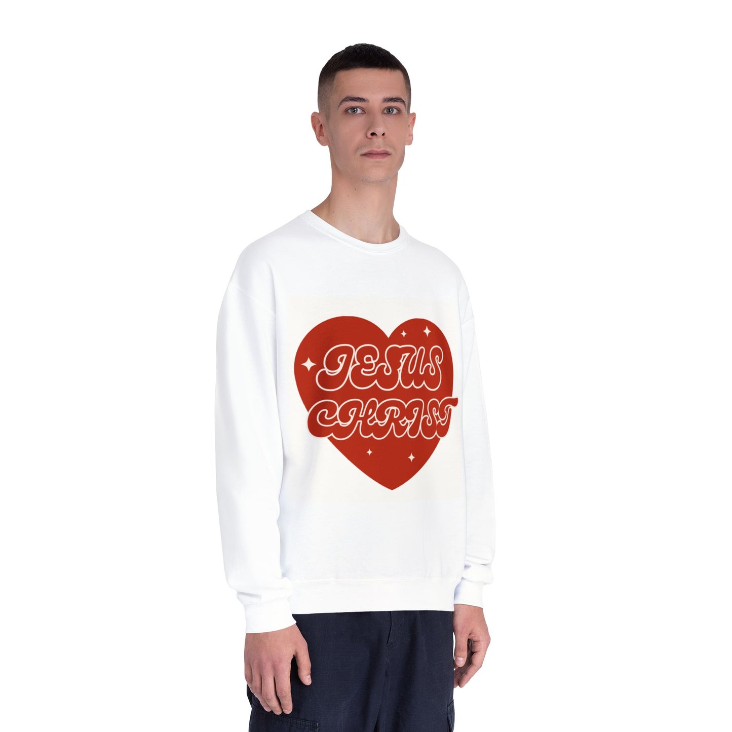 Jesus Christ Heart Unisex Crewneck Sweatshirt - Perfect for Christian Celebrations